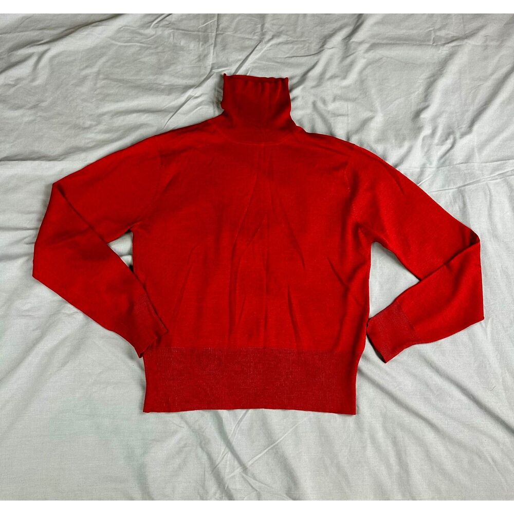 OJAI Wool Silk Turtle Neck Pullover Sweater Red Size M Knit Warm Cozy